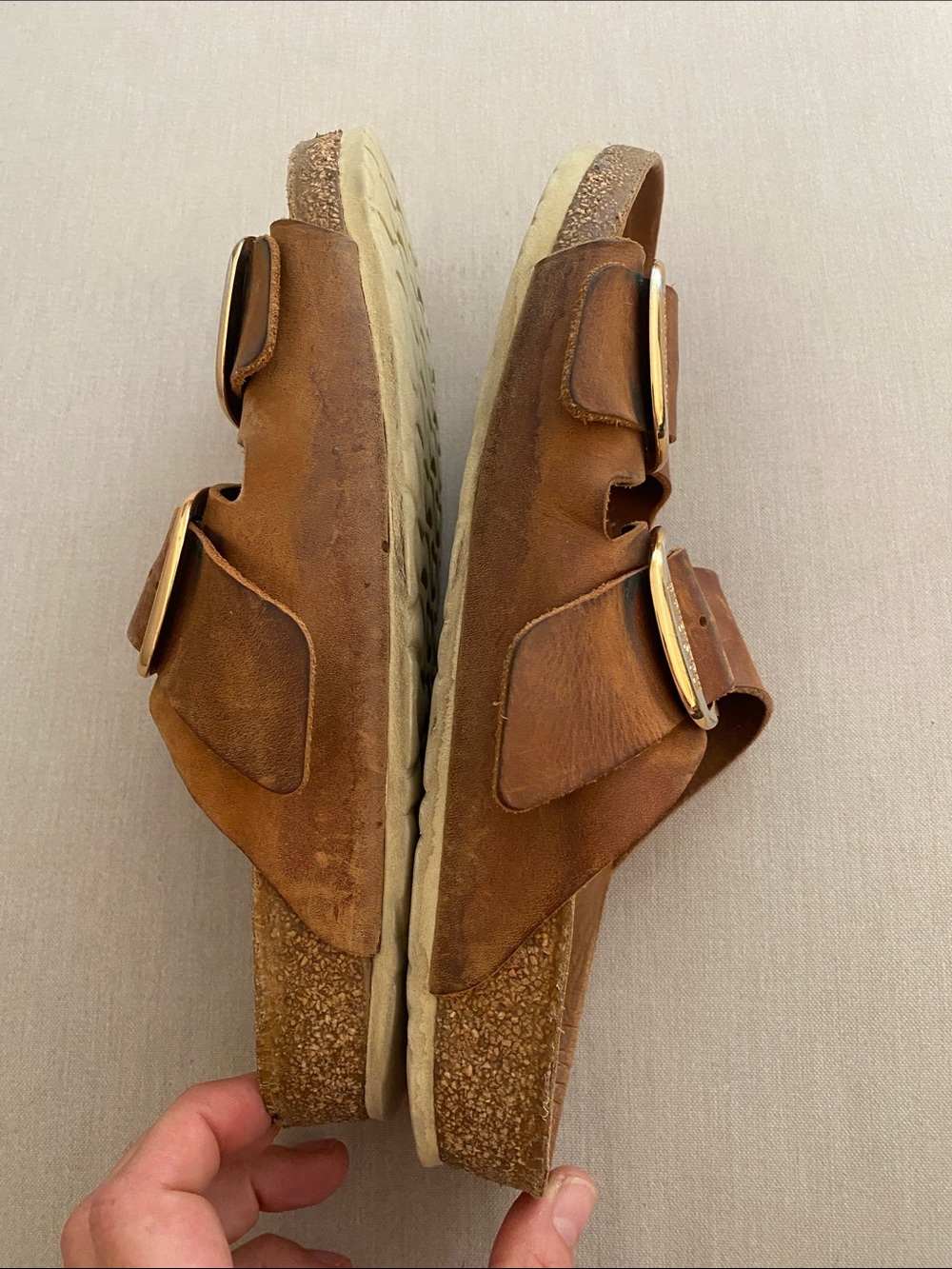Birkenstock Arizona Gold Big Buckle slide sandal Cognac sz 42 L11 /M9 - Picture 9 of 14